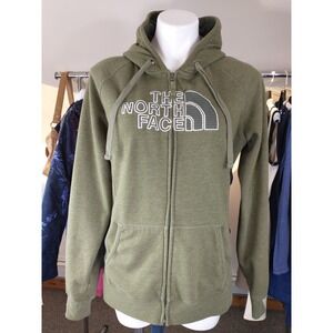 The North Face Womens Green Full Zip Hoodie Logo Casual Comfort Size L